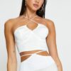 White Cami Top Halter Satin