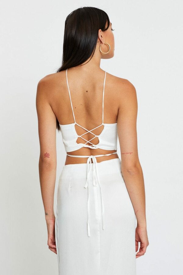 White Cami Top Halter Satin - Image 5