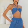 Blue Halter Bralette Crop