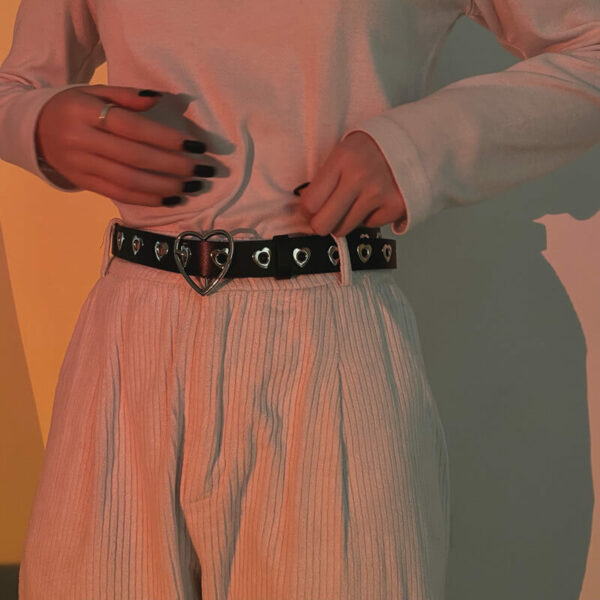 Full of love heart holes y2k buckle belt - Image 5