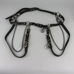 Glittering hearts punk belt
