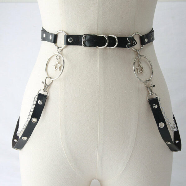 Gothic twinkle stars hearts body chain belt