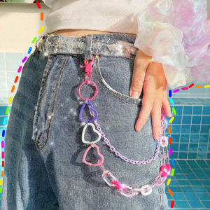 Y2k candy butterfly transparent heart chain belt