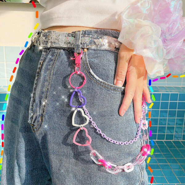 Y2k candy butterfly transparent heart chain belt