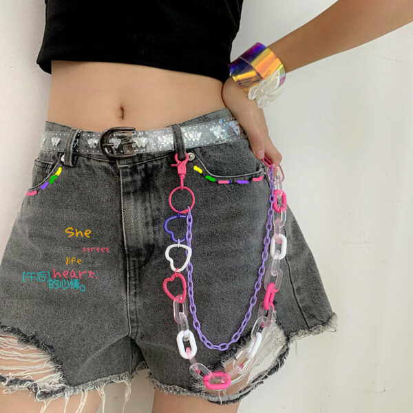 Y2k candy butterfly transparent heart chain belt - Image 3
