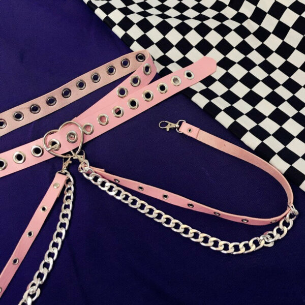 Y2K punk lolita heart buckle chain belt - Image 6
